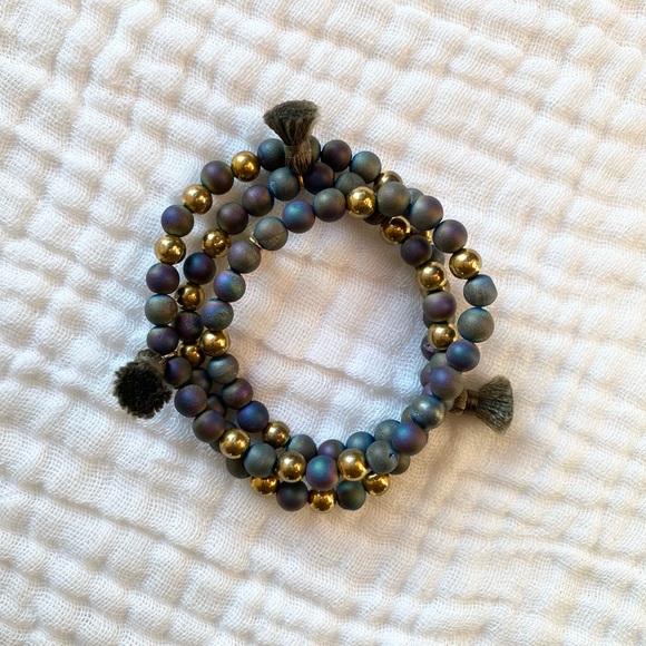 Multi Beaded Tri-Tassel wrap bracelet